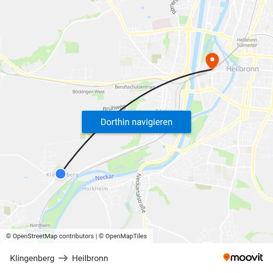 Klingenberg to Heilbronn map