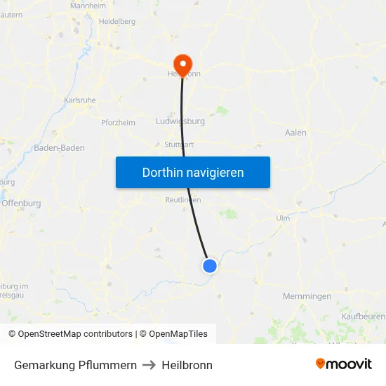 Gemarkung Pflummern to Heilbronn map