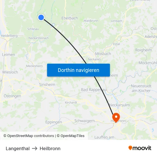 Langenthal to Heilbronn map