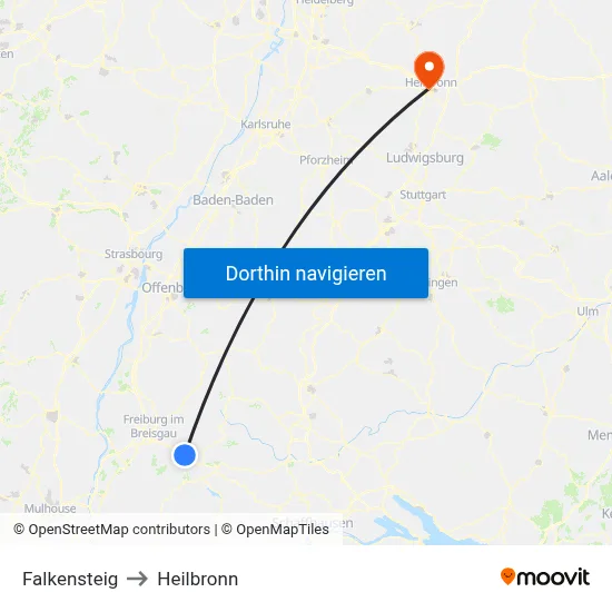 Falkensteig to Heilbronn map