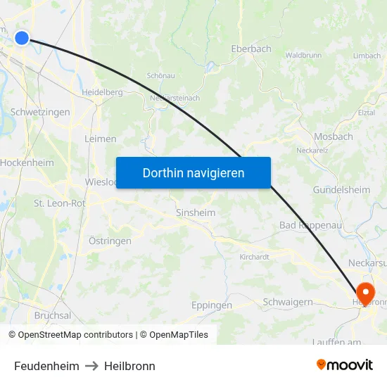 Feudenheim to Heilbronn map
