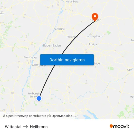 Wittental to Heilbronn map