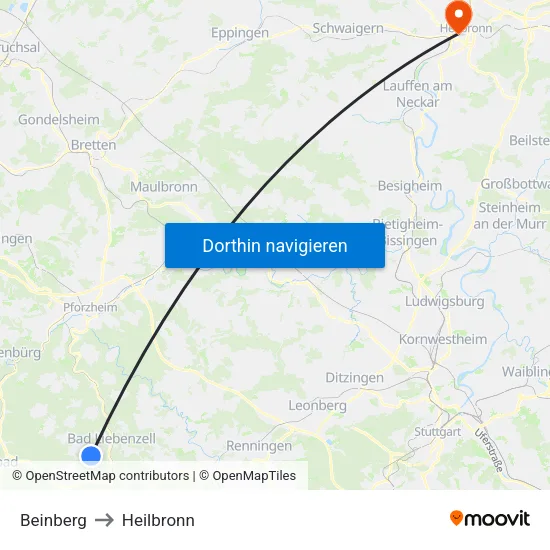 Beinberg to Heilbronn map