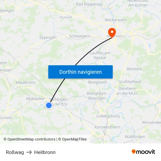 Roßwag to Heilbronn map