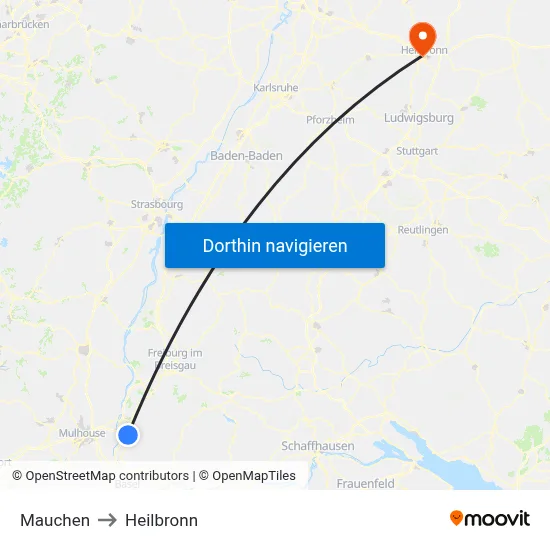 Mauchen to Heilbronn map