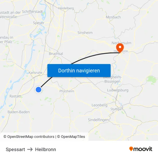 Spessart to Heilbronn map