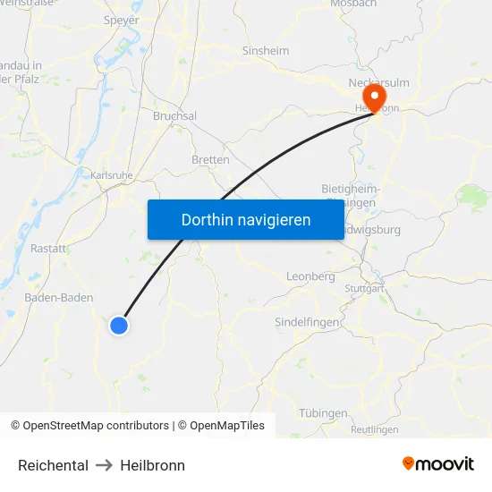 Reichental to Heilbronn map
