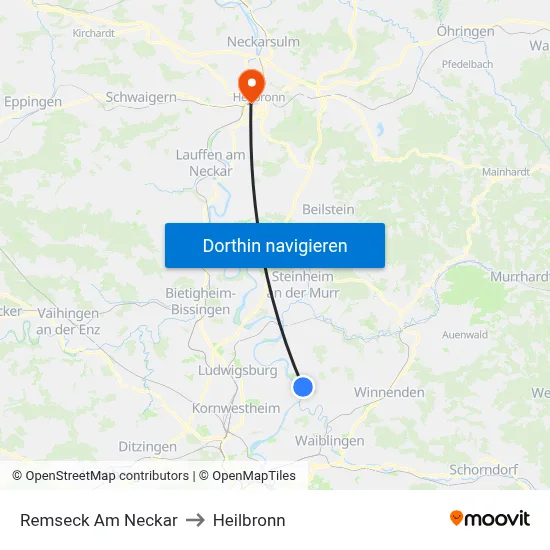 Remseck Am Neckar to Heilbronn map