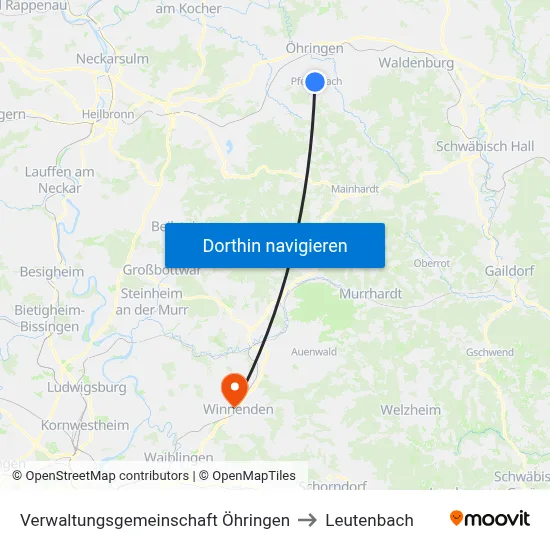 Verwaltungsgemeinschaft Öhringen to Leutenbach map