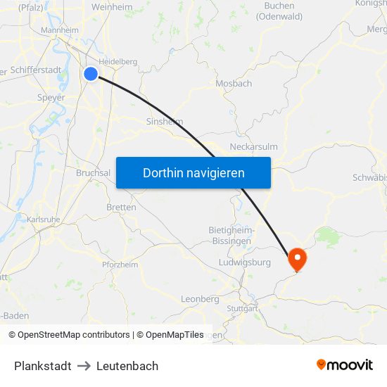 Plankstadt to Leutenbach map