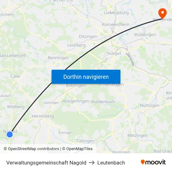 Verwaltungsgemeinschaft Nagold to Leutenbach map