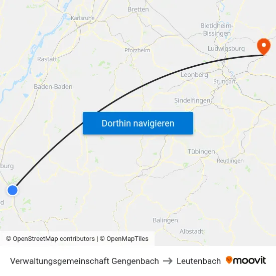 Verwaltungsgemeinschaft Gengenbach to Leutenbach map