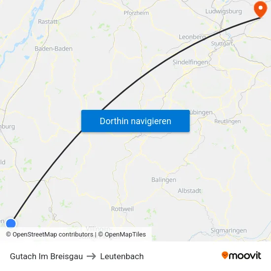 Gutach Im Breisgau to Leutenbach map