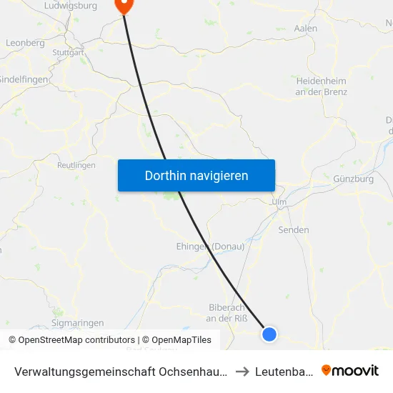 Verwaltungsgemeinschaft Ochsenhausen to Leutenbach map