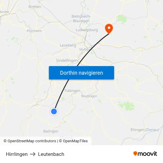 Hirrlingen to Leutenbach map