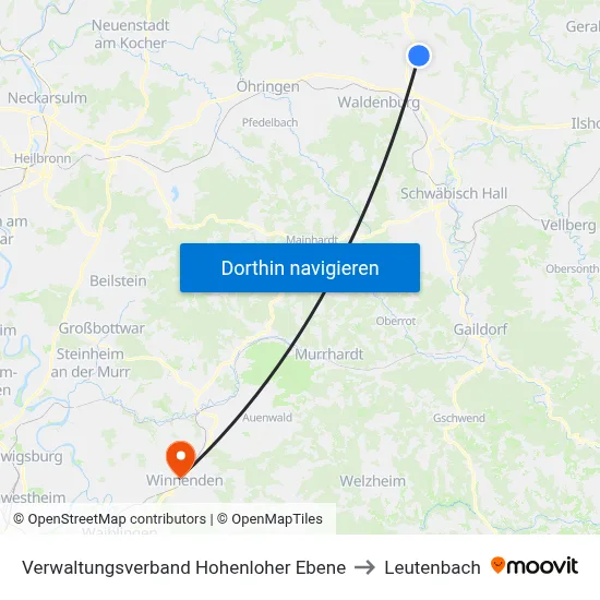 Verwaltungsverband Hohenloher Ebene to Leutenbach map