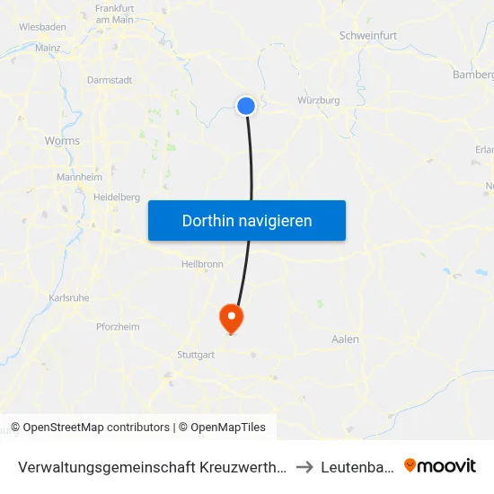 Verwaltungsgemeinschaft Kreuzwertheim to Leutenbach map