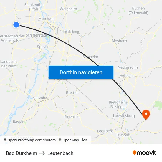Bad Dürkheim to Leutenbach map
