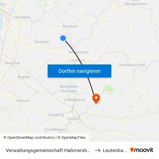 Verwaltungsgemeinschaft Haßmersheim to Leutenbach map