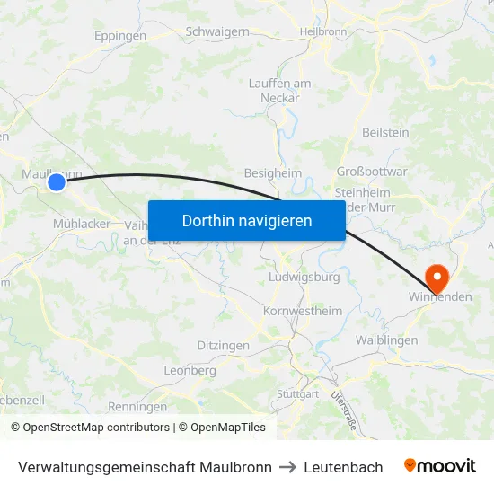 Verwaltungsgemeinschaft Maulbronn to Leutenbach map