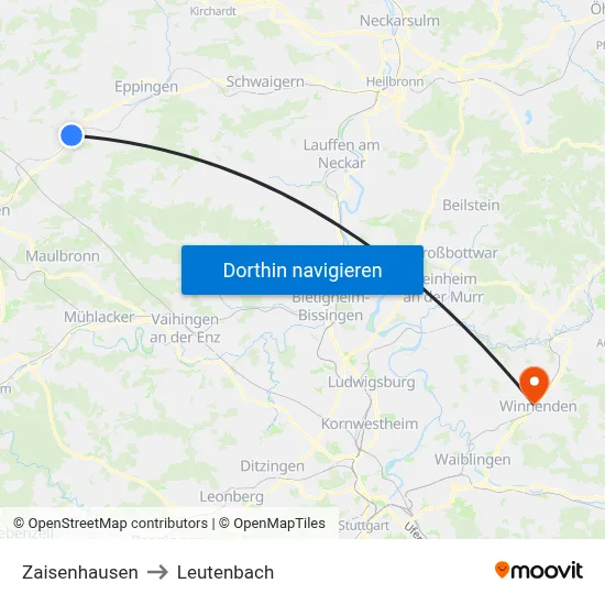 Zaisenhausen to Leutenbach map