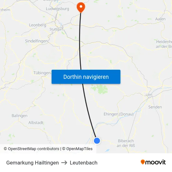 Gemarkung Hailtingen to Leutenbach map