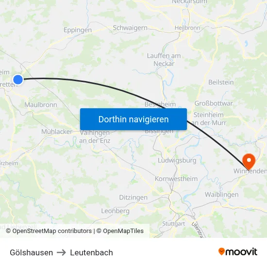 Gölshausen to Leutenbach map