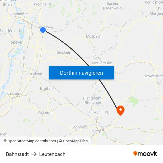 Bahnstadt to Leutenbach map