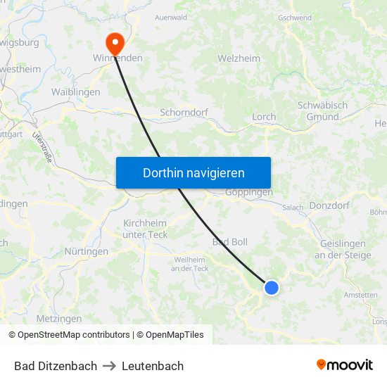 Bad Ditzenbach to Leutenbach map