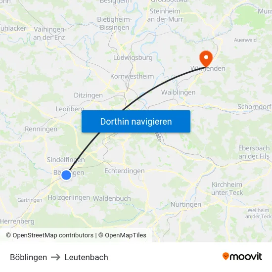 Böblingen to Leutenbach map