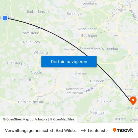 Verwaltungsgemeinschaft Bad Wildbad to Lichtenstein map
