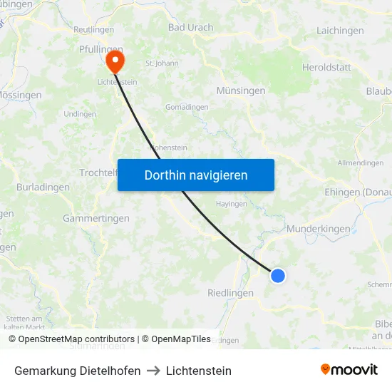 Gemarkung Dietelhofen to Lichtenstein map