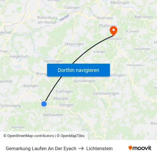 Gemarkung Laufen An Der Eyach to Lichtenstein map