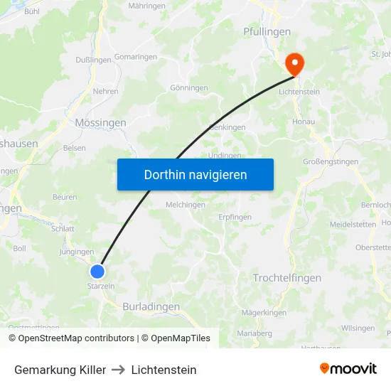 Gemarkung Killer to Lichtenstein map
