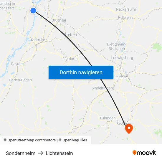 Sondernheim to Lichtenstein map
