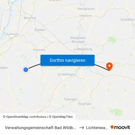 Verwaltungsgemeinschaft Bad Wildbad to Lichtenwald map