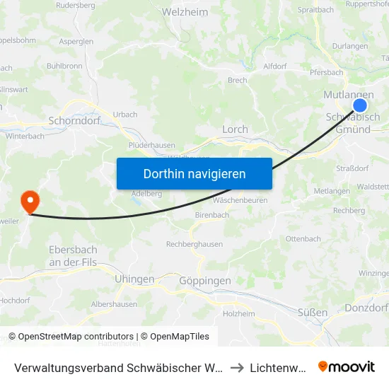 Verwaltungsverband Schwäbischer Wald to Lichtenwald map