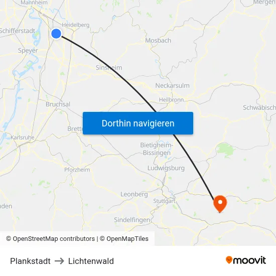 Plankstadt to Lichtenwald map