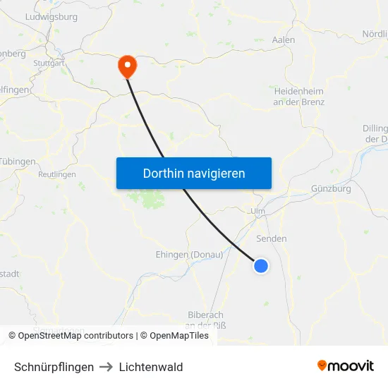 Schnürpflingen to Lichtenwald map
