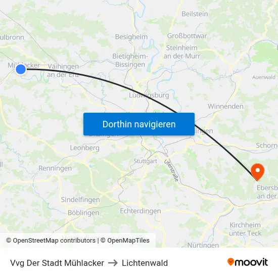 Vvg Der Stadt Mühlacker to Lichtenwald map