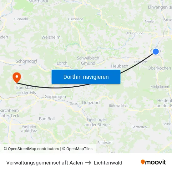 Verwaltungsgemeinschaft Aalen to Lichtenwald map