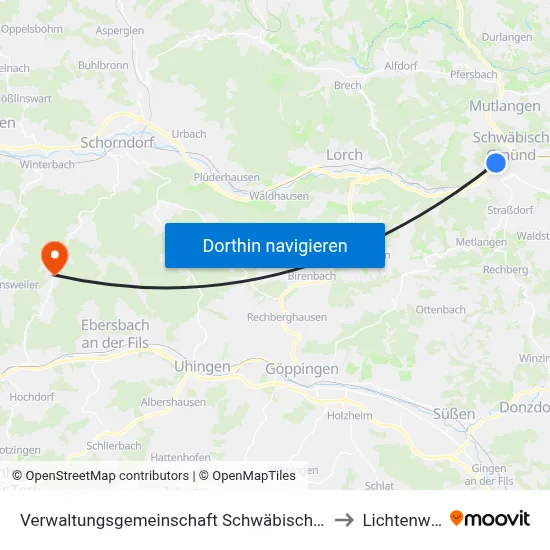 Verwaltungsgemeinschaft Schwäbisch Gmünd to Lichtenwald map