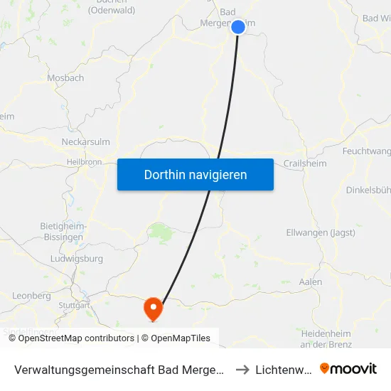 Verwaltungsgemeinschaft Bad Mergentheim to Lichtenwald map