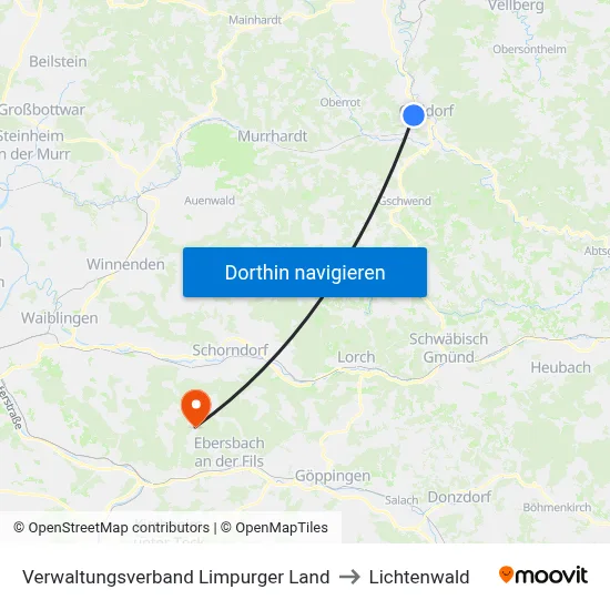 Verwaltungsverband Limpurger Land to Lichtenwald map
