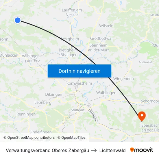 Verwaltungsverband Oberes Zabergäu to Lichtenwald map