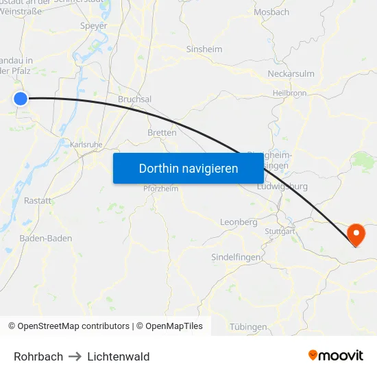 Rohrbach to Lichtenwald map