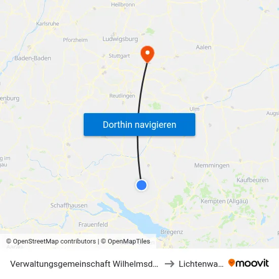 Verwaltungsgemeinschaft Wilhelmsdorf to Lichtenwald map