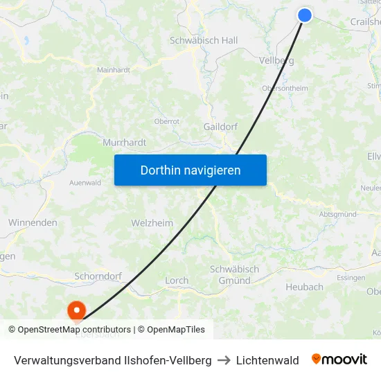 Verwaltungsverband Ilshofen-Vellberg to Lichtenwald map