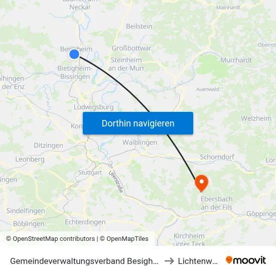 Gemeindeverwaltungsverband Besigheim to Lichtenwald map