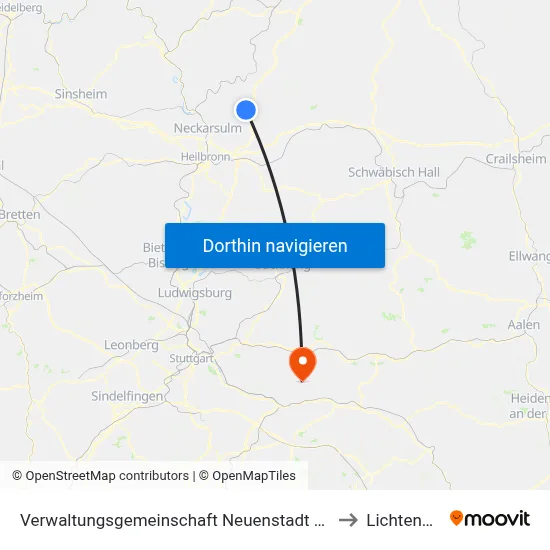 Verwaltungsgemeinschaft Neuenstadt am Kocher to Lichtenwald map